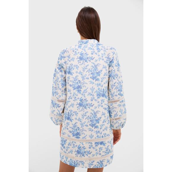 TUCKERNUCK Forget Me Not Floral Cotton Linen Mini Maryse Caftan Size L NWT - Picture 2 of 7